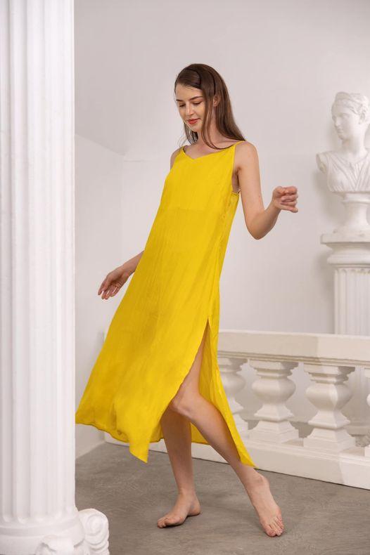 Washable Silk Slip Dress-Mid Length