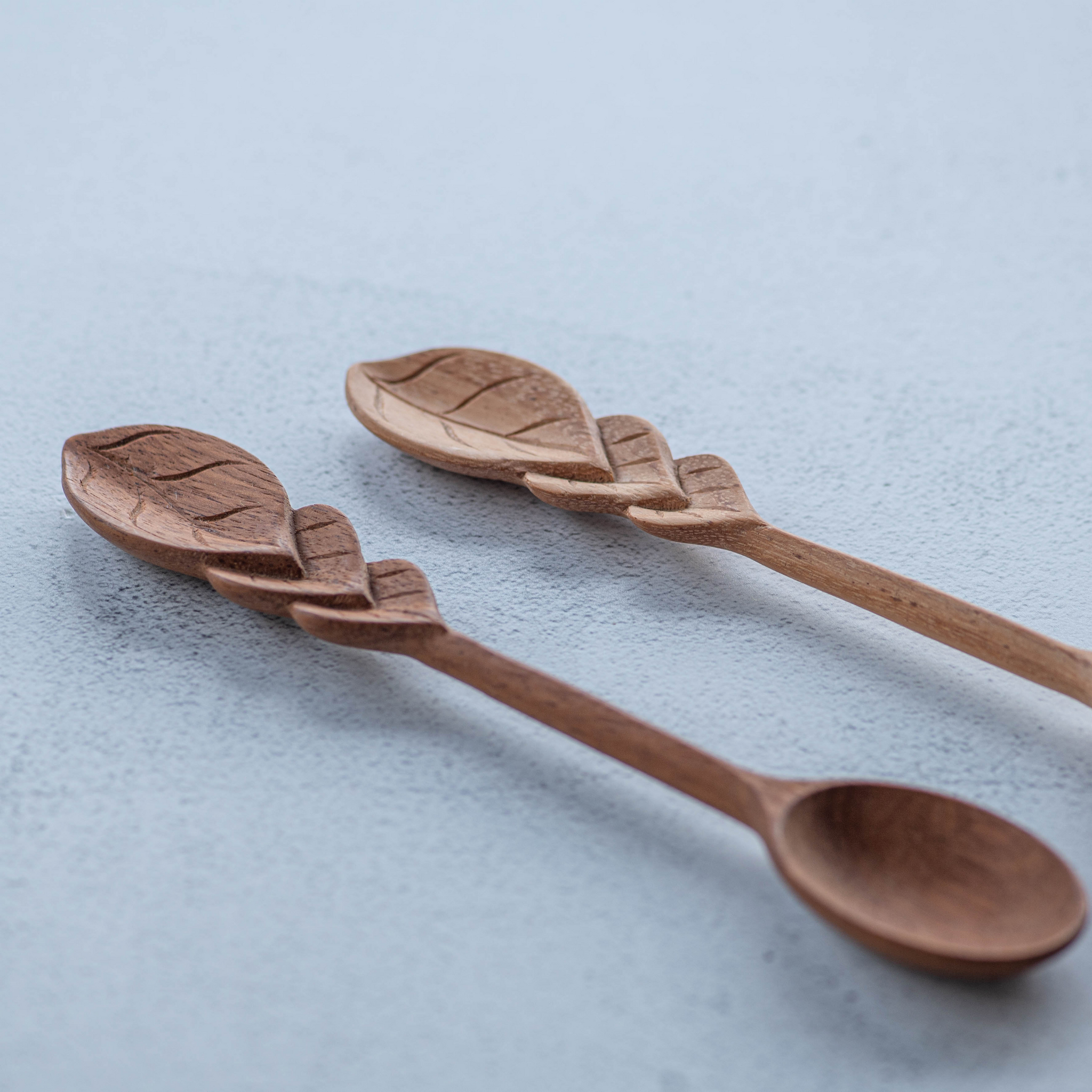Handicraft Wooden Spoon -Leaf- Hickory wood