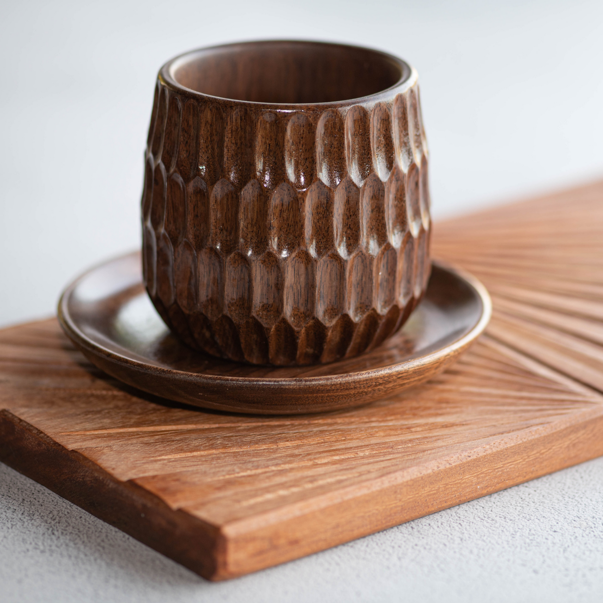Wooden Round Cup- Japanese style- Walnut wood