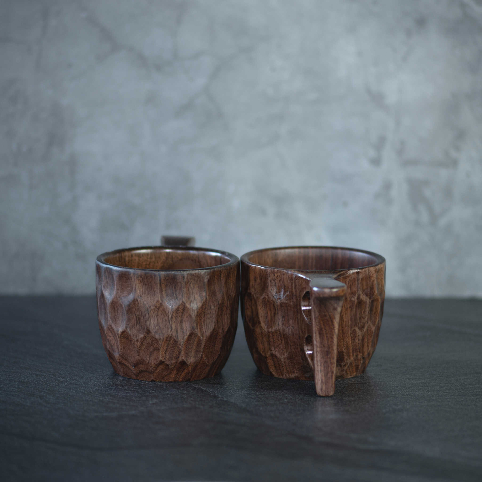 Wood Mug-Kuksa-Nordic Style-Rain drops-Walnut Wood