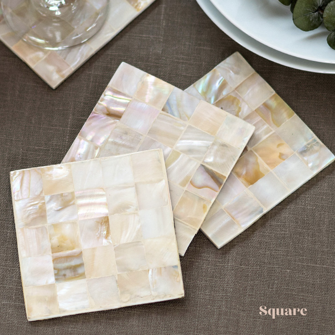 Mother of Pearl Coasters- Set of 4- Square