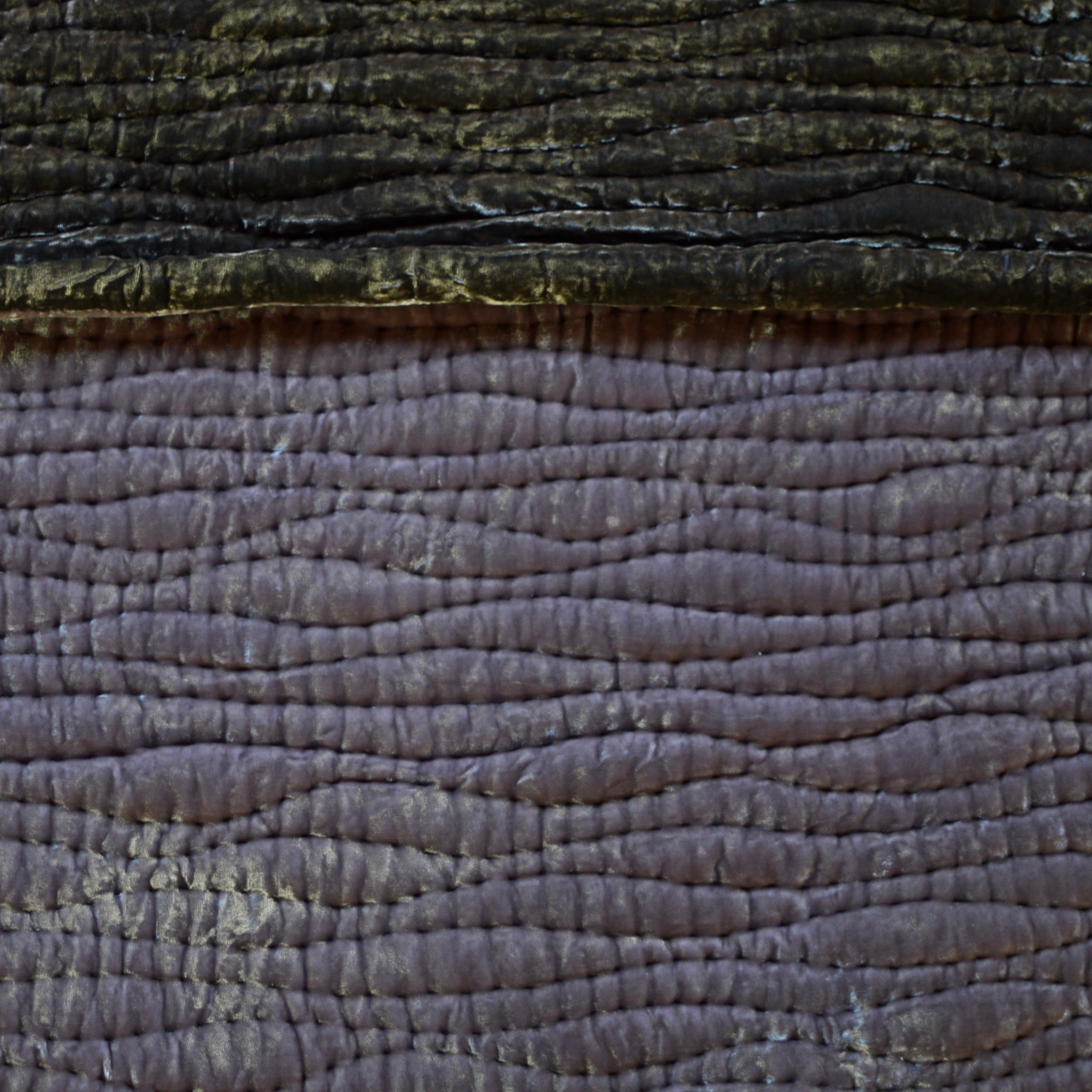 Silk Velvet Hand Quilt-Wave Stitched - Lavender & Cocoa