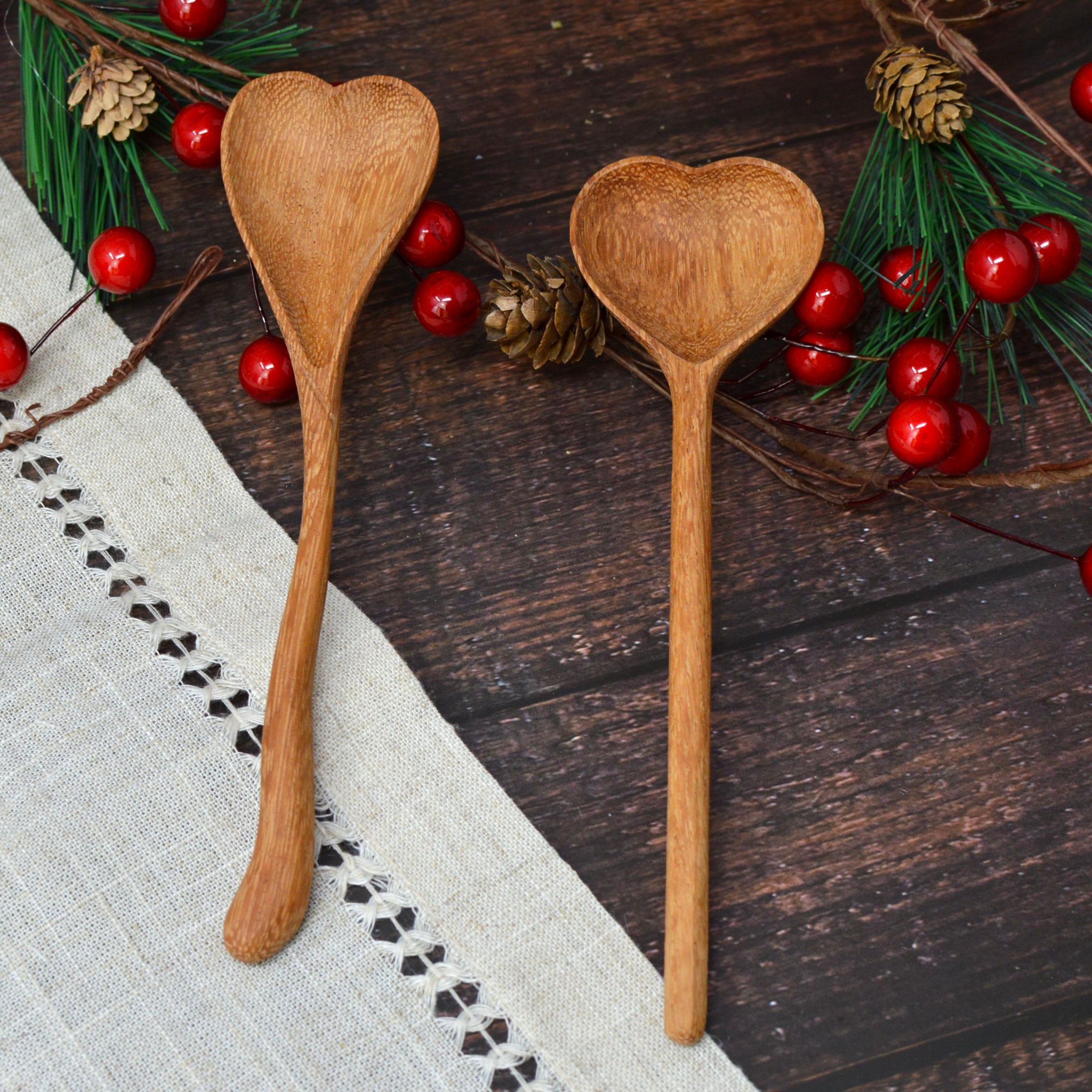 Wooden Heart Serving Spoon- Curvy Heart Spoon