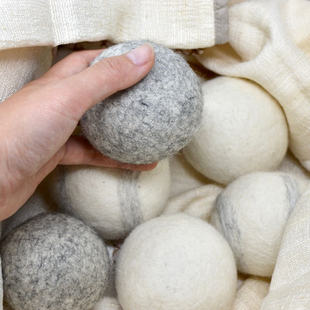 Reusable Wool Eco Dryer Balls-Set of 6- Hand felted 100% wool sheep