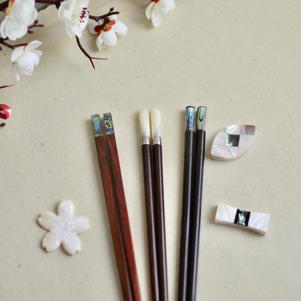 Chopsticks with Abalone Pearl Inlay - Luala Silk
