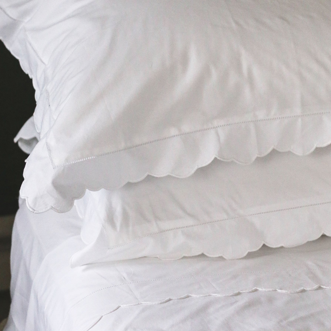 Scallop Edged Linen Pillowcases|Set of 2|Fine Linen