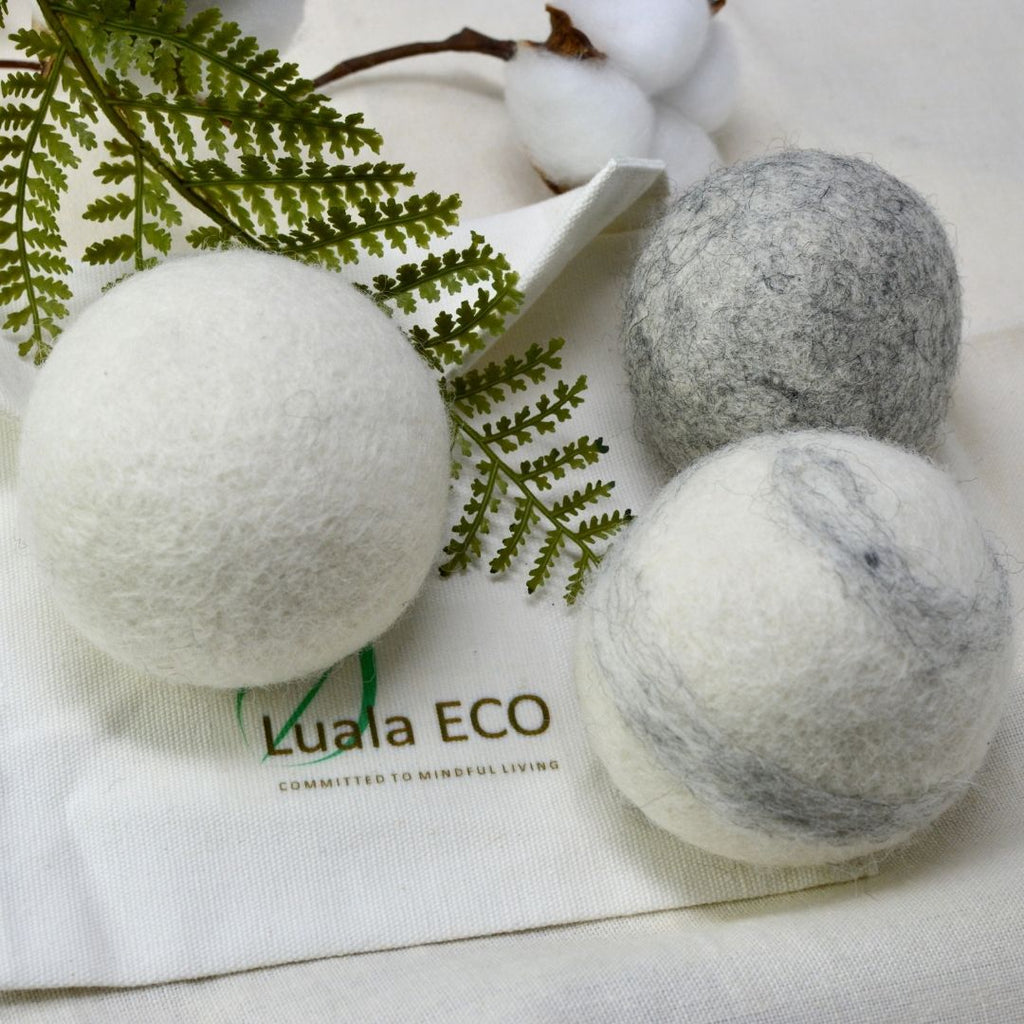 anti static dryer faster save electricity bill eco laundry drying machine washable Luala Silk Luala Eco Hand felted wool dryer balls