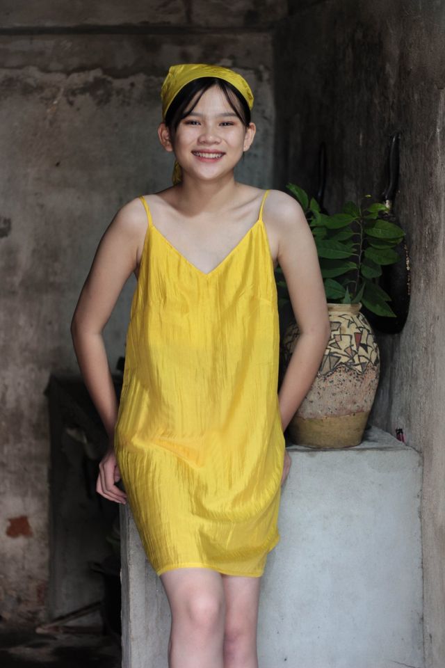 Washable Silk Short Dress - Sexy Short Slip Silk Dress by Luala Silk - Yellow