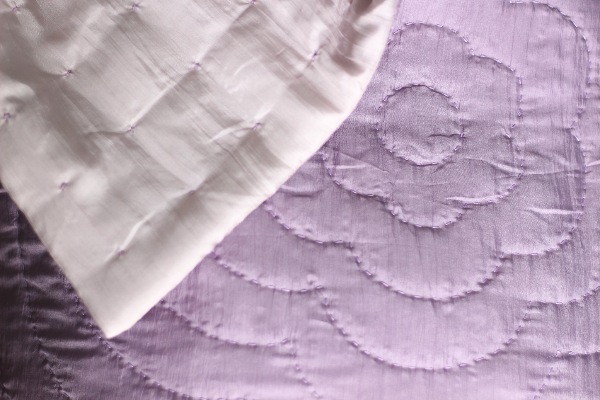 Mulberry Silk Bedding Set - Quilt and Shams - Blossom Hand Stitching