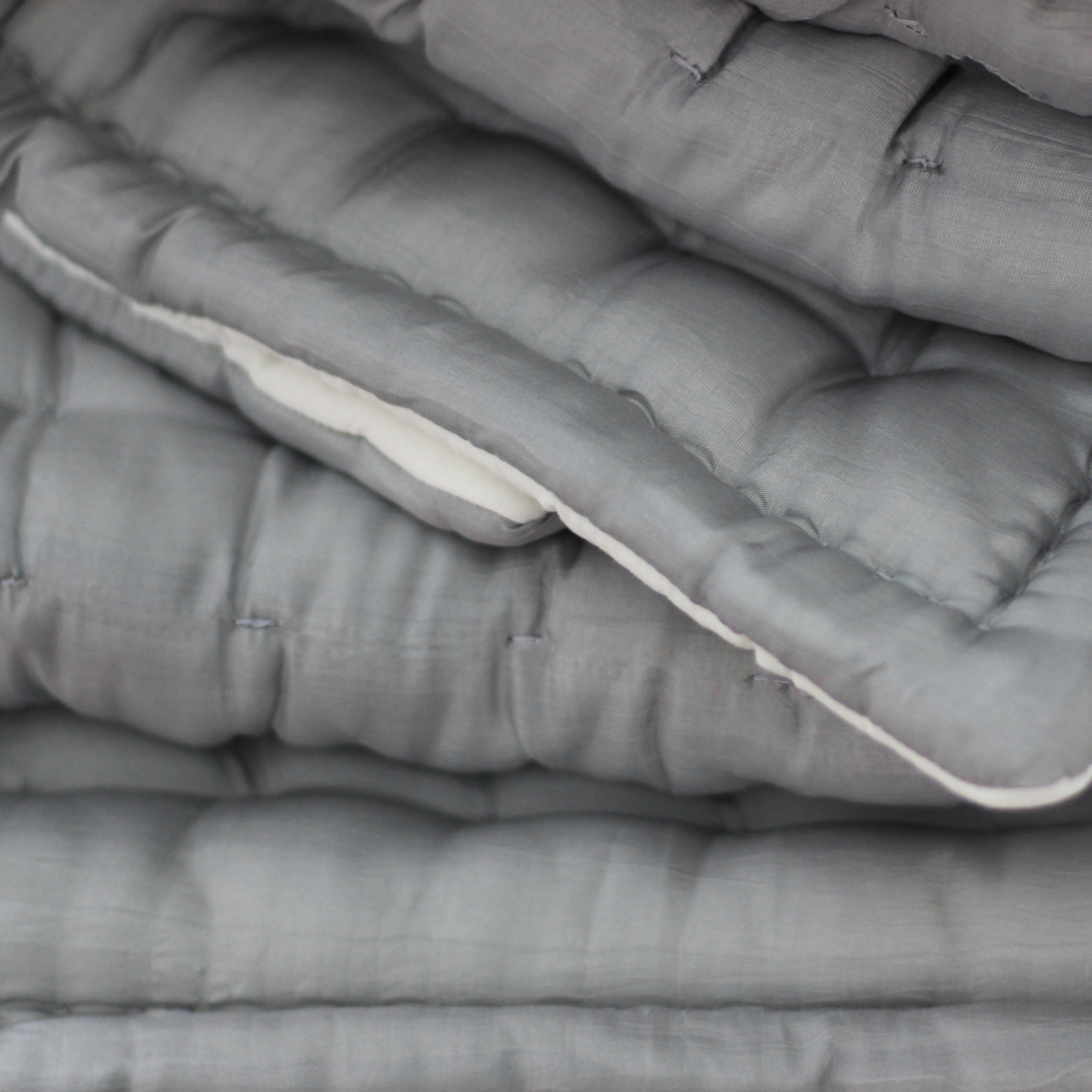 Mulberry Silk Quilt and Shams - Silk Comforter Set - Box Hand Stitched by artisans-Gray