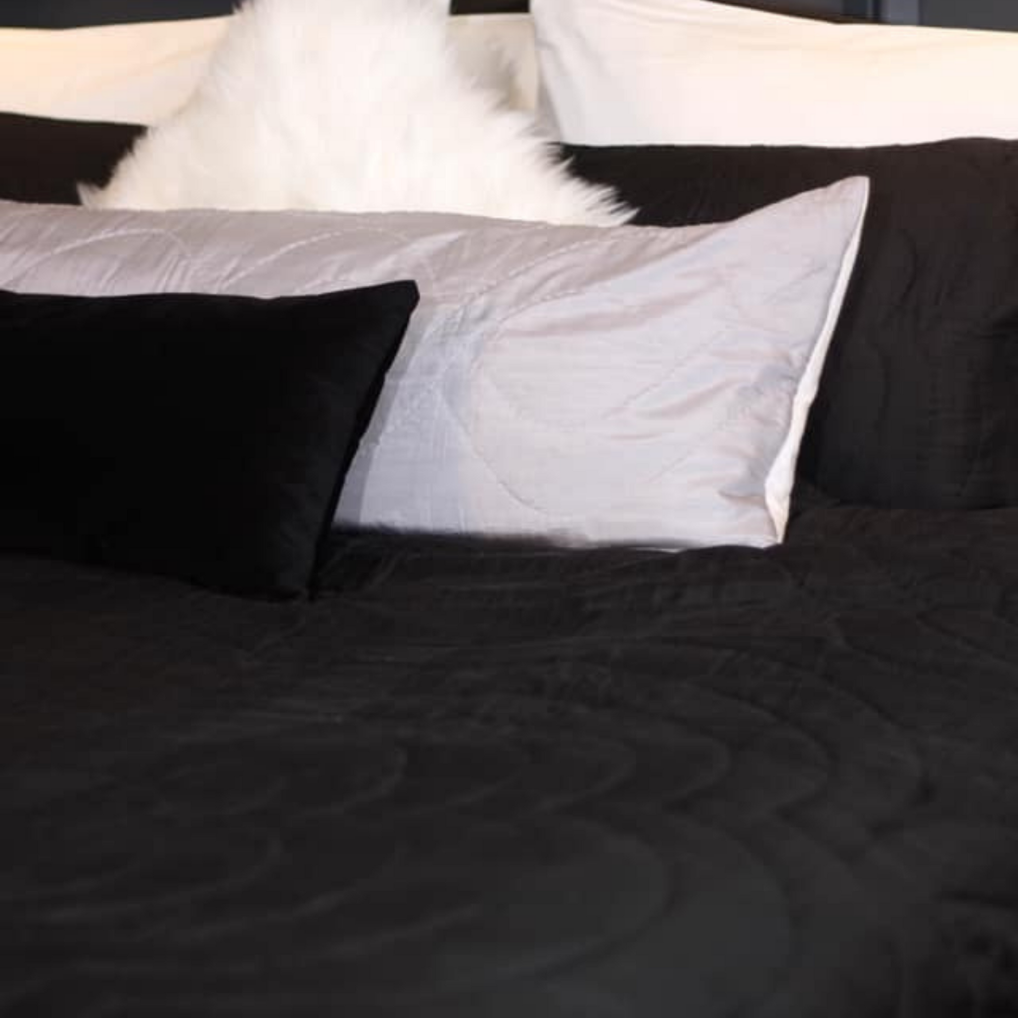 Mulberry Silk Comforter Set Quilt and Shams - Blossom Hand Stitching - Black Mulberry Silk