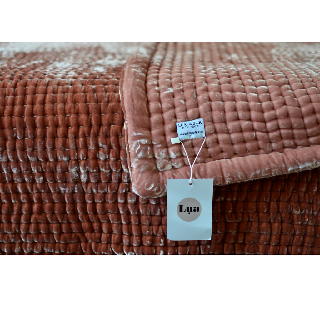 Kantha Silk Velvet Bedding Set - Line Hand Stitch
