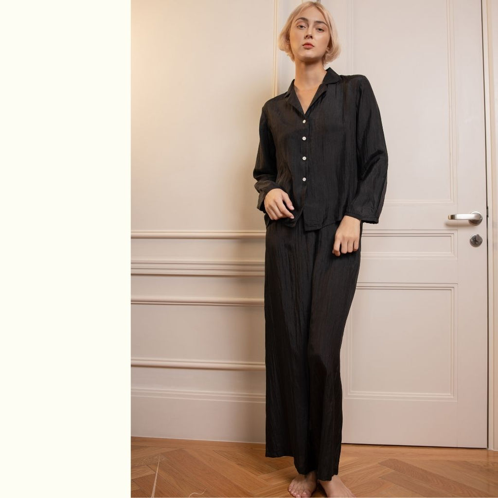 Washable Silk Pajamas - Comfortable Leisure Wear - Black – Luala Silk