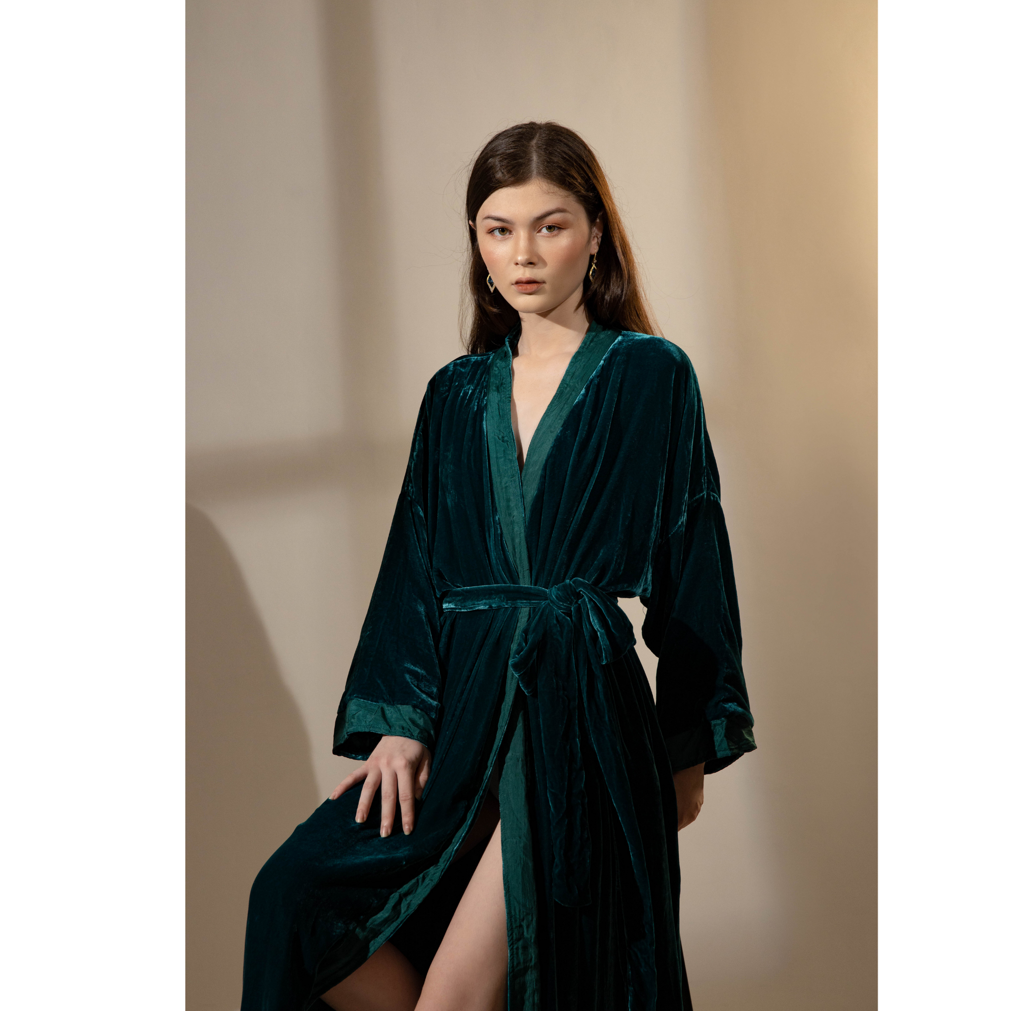 luala silk robe velour long robe shawl collar velvet robe custom hand made over size