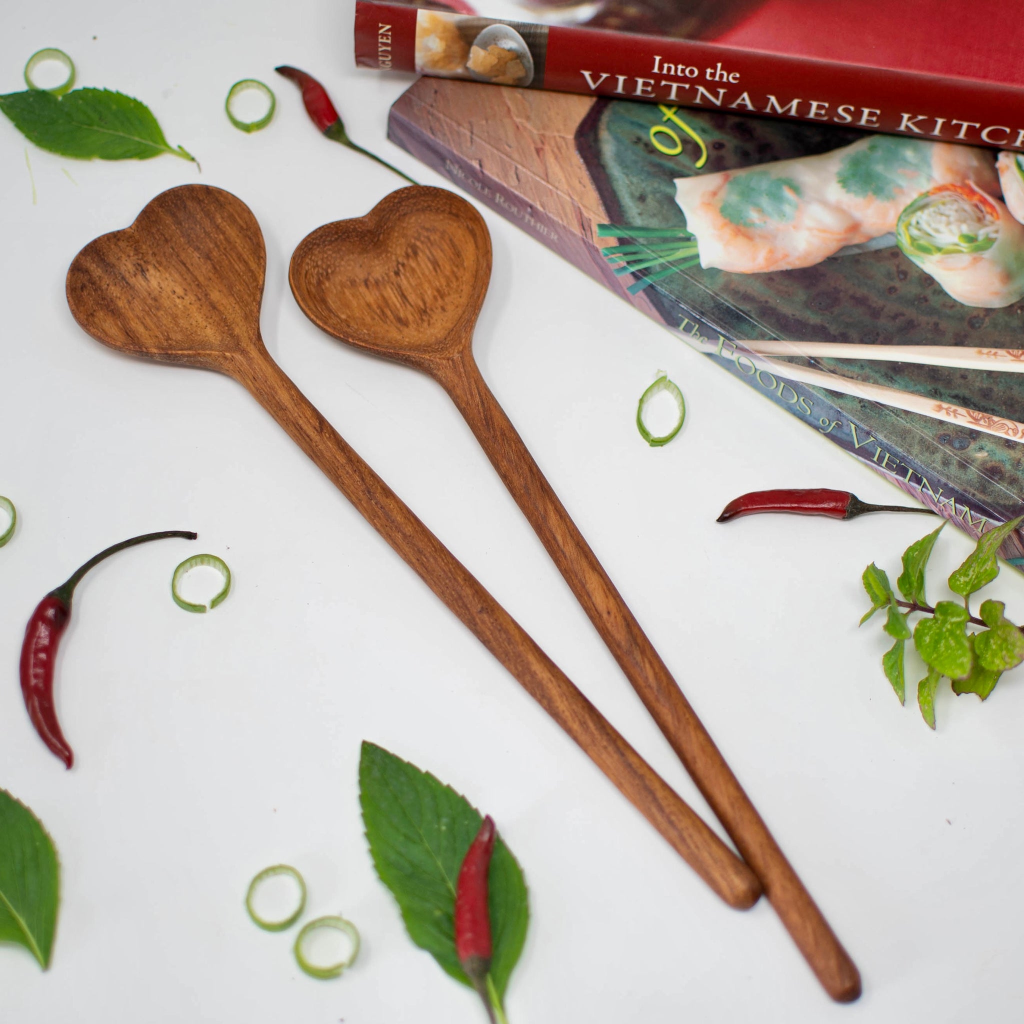 Cherry wooden spoons heart shape-Love gift ideas