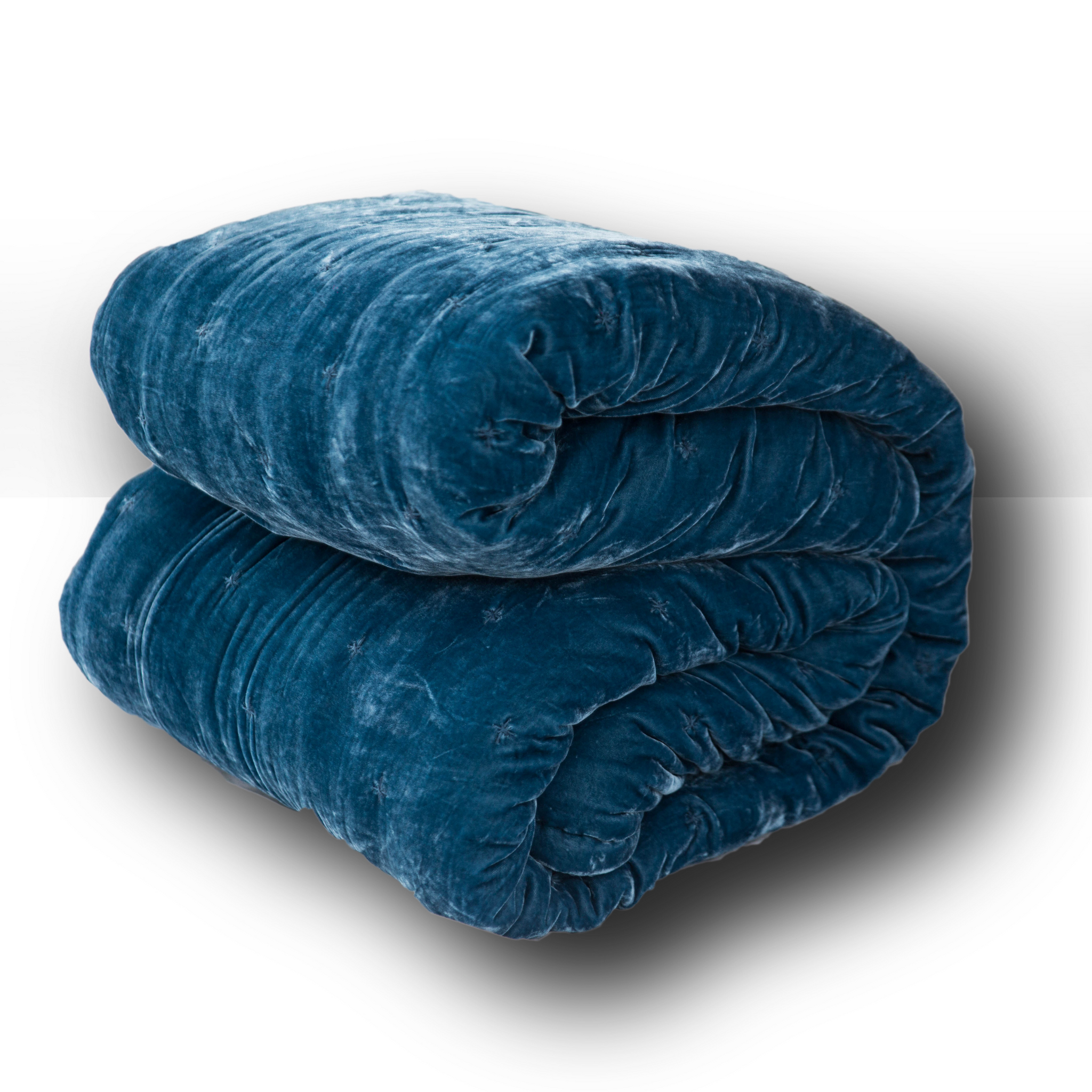 Starry Silk Velvet Quilted Duvet-Midnight Blue Double sided Silk Velvet
