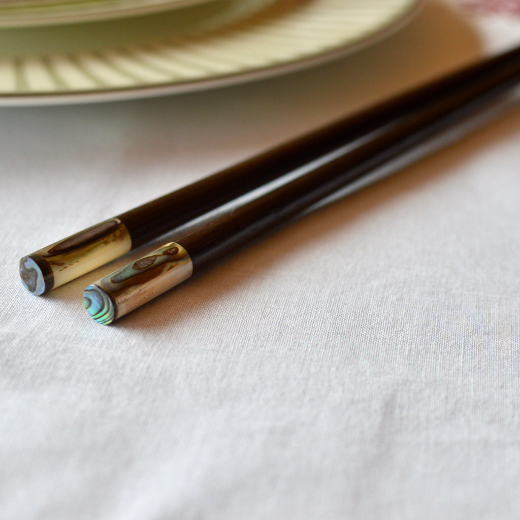 Chopsticks with Abalone Pearl Inlay - Luala Silk