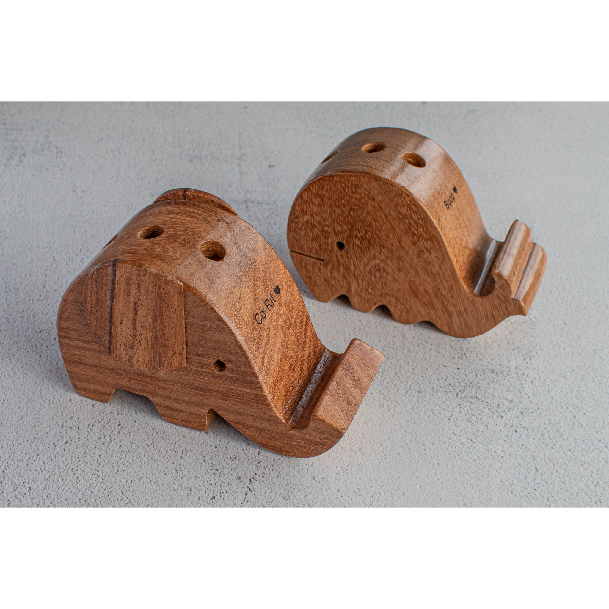 Phone Holder and Pen Holder- Solid Wood Dock - Dolphin/Elephant