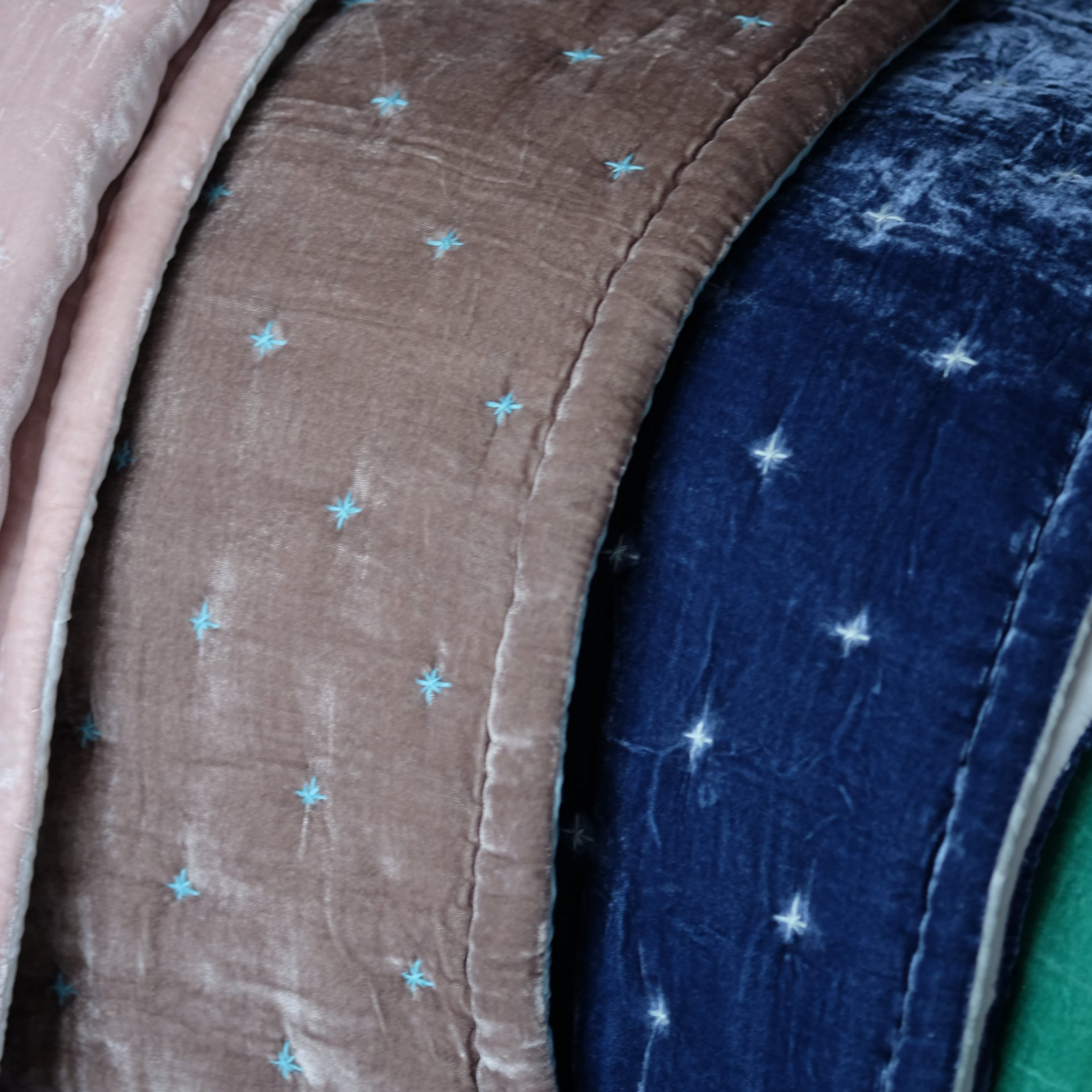 Silk Velvet Pillowcase Euro Sham-Starry Hand Stitch