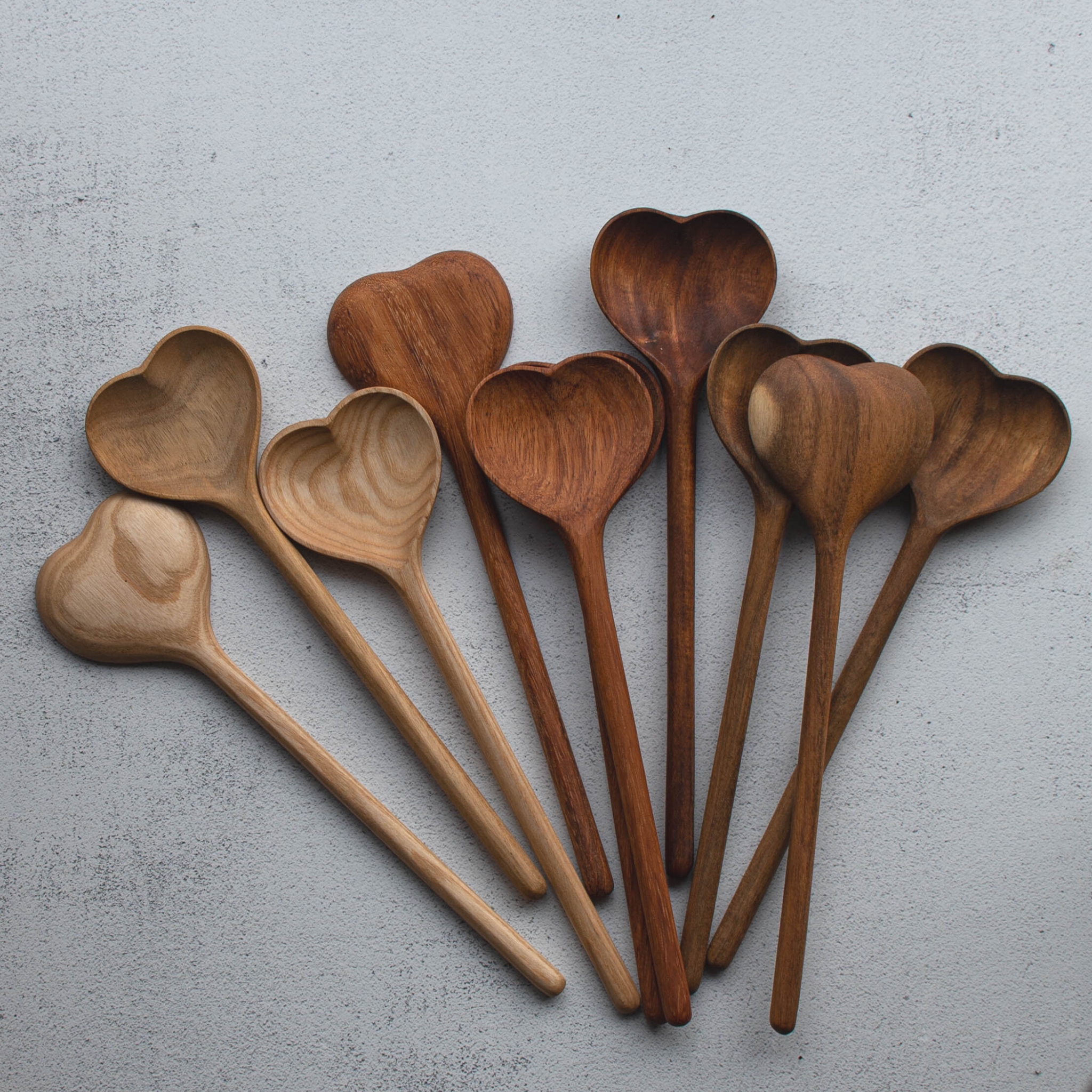 Cherry wooden spoons heart shape-Love gift ideas