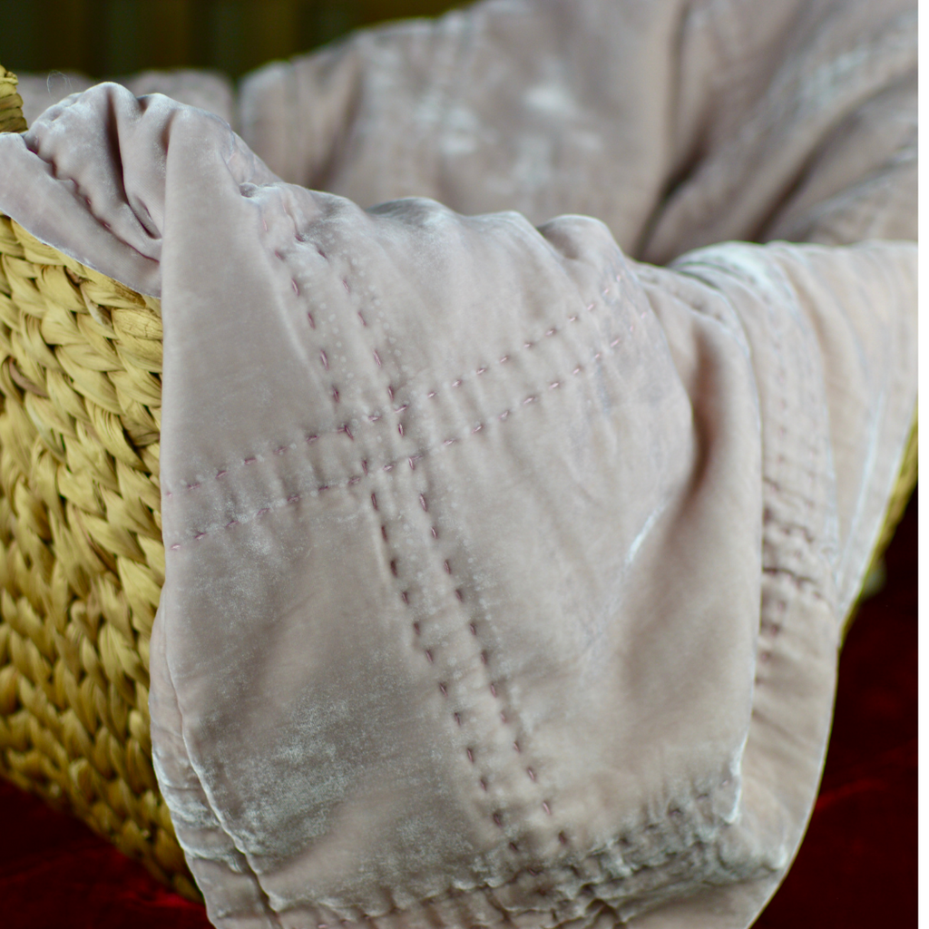 personalize blanket throw plush mulberry silk blush pink artisanmade vietnam handcraft handembroidery washable silk laundry machine tip luala silk reusable eco dryer ball