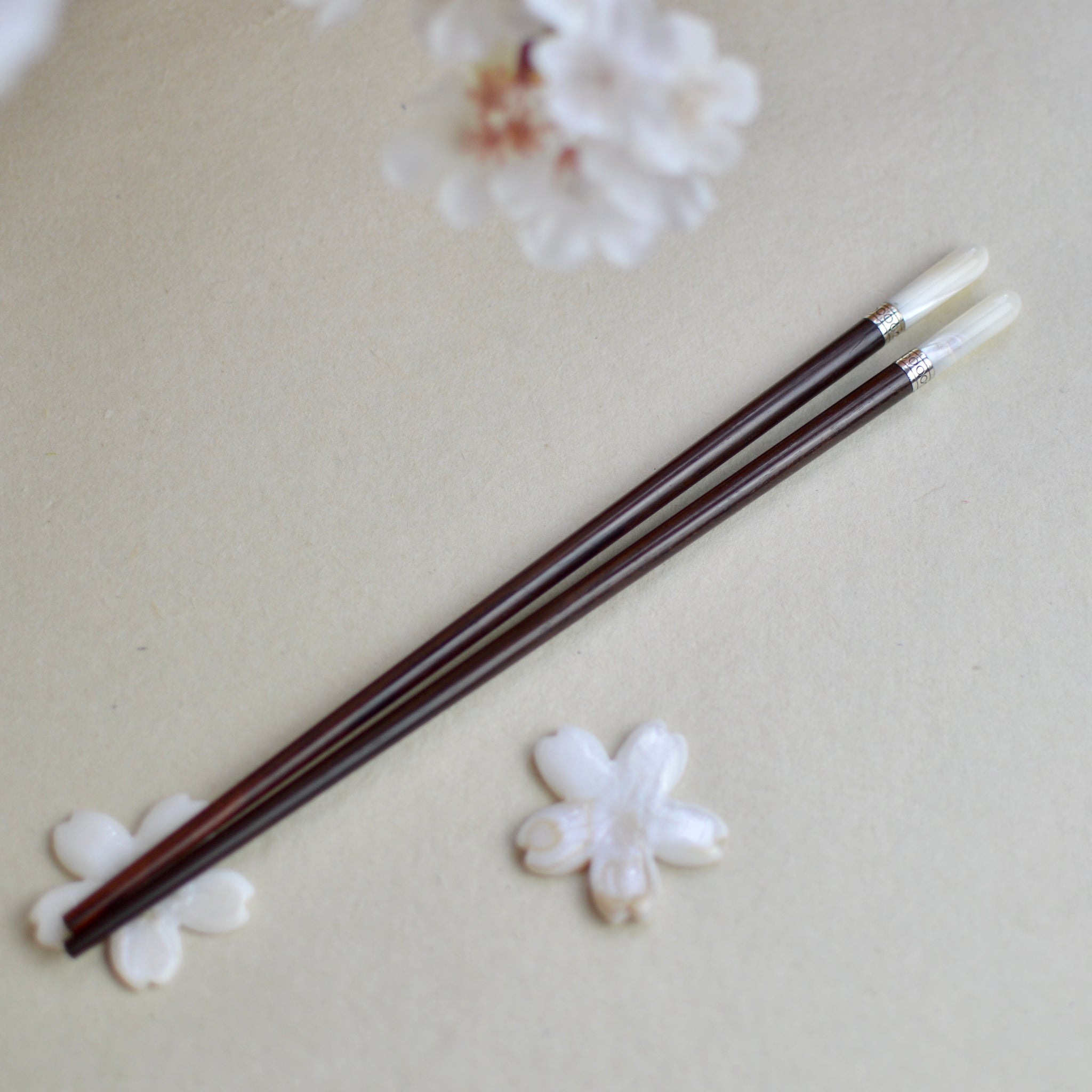 Pearl Chopsticks-Silver Inlay-Round