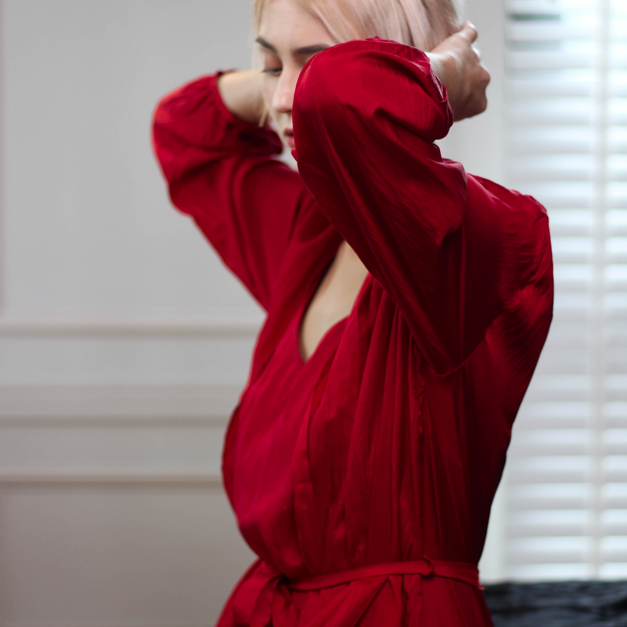 Washable Silk Robe-Maxi Length- Comfortable Loungewear - Red Hot
