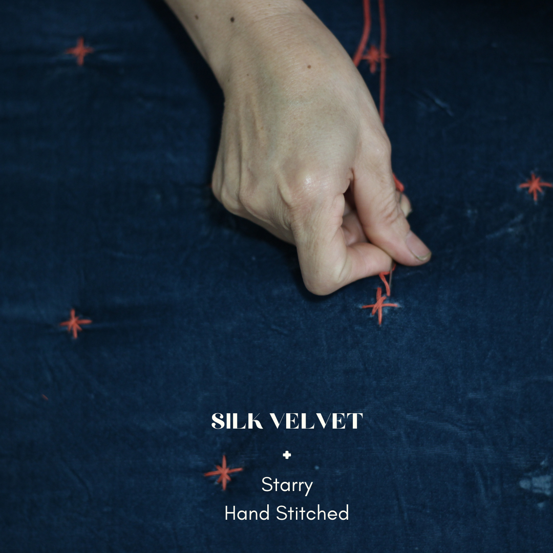 Custom Order-Starry Hand Stitching- Silk Velvet Hand Quilted