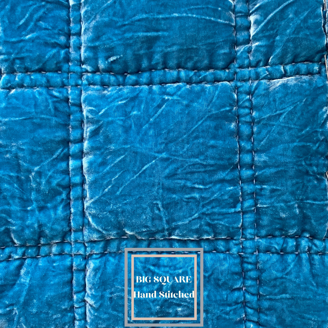 Custom Order-Big Square Hand Stitching- Silk Velvet Hand Quilted