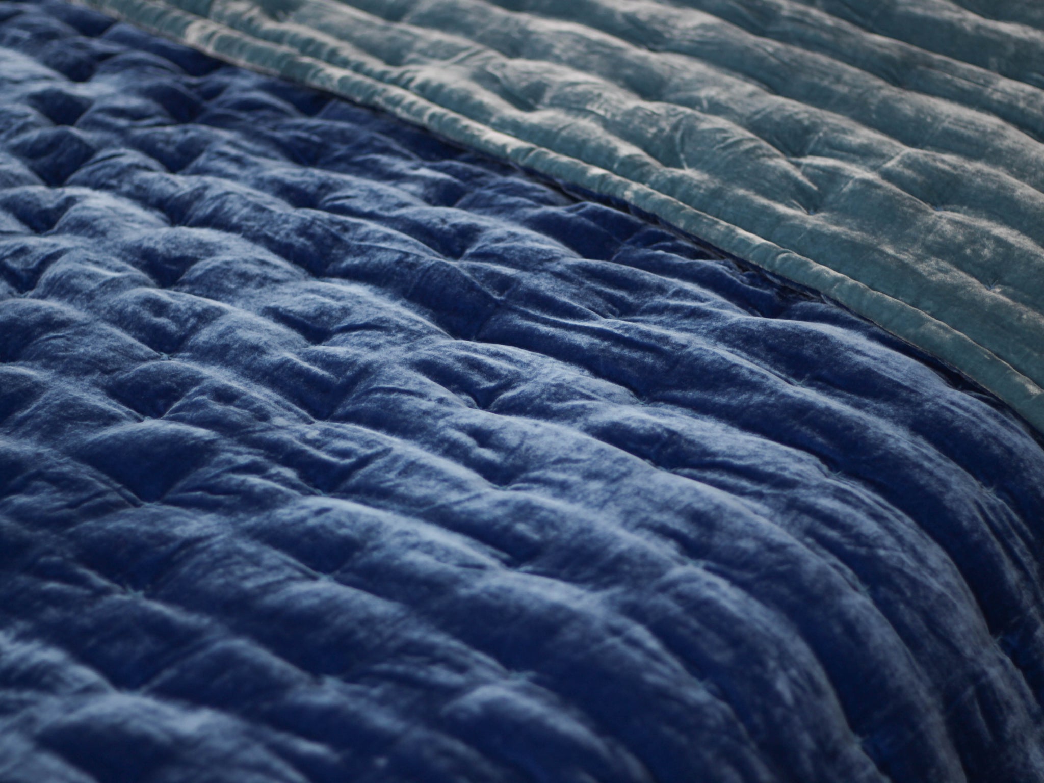 Starry Silk Velvet Quilted Duvet-Egyptian Blue/Midnight Blue