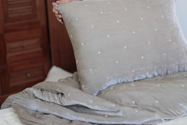 Starry Silk Velvet Hand Quilted Duvet Bedspread-Tuscany