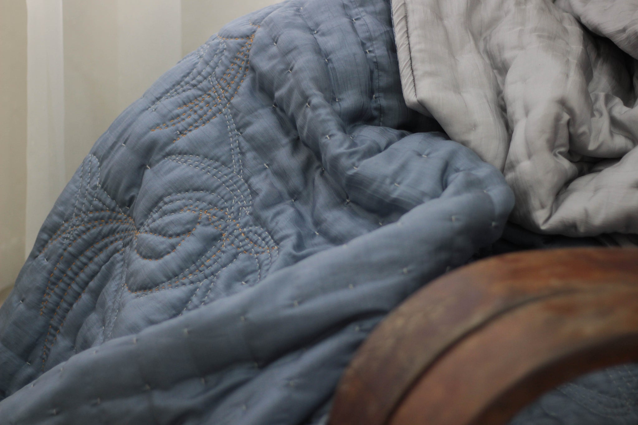 Mulberry Silk Bed Set - Quilt & Shams - The Thorn Bird Hand Embroidery