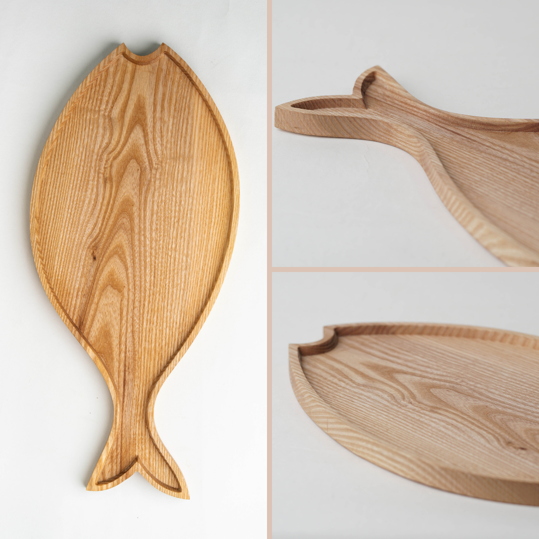 Handicraft Wooden Tray- Big Fish-Dessert Tray-Serving Tray- Decorative Tray
